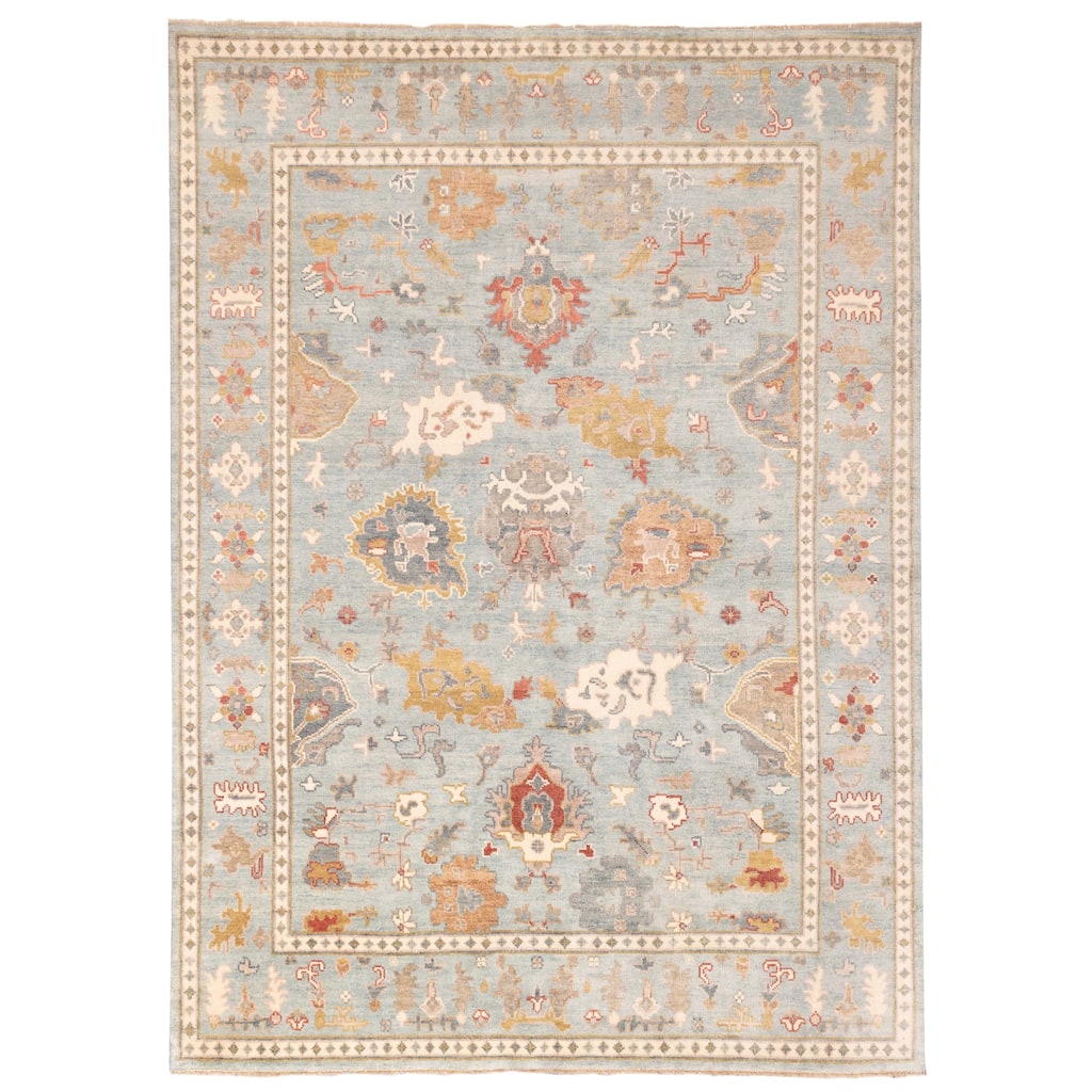 ECARPETGALLERY Hand-knotted Modern Oushak Light Blue Wool Rug - 8'9 x 11'10