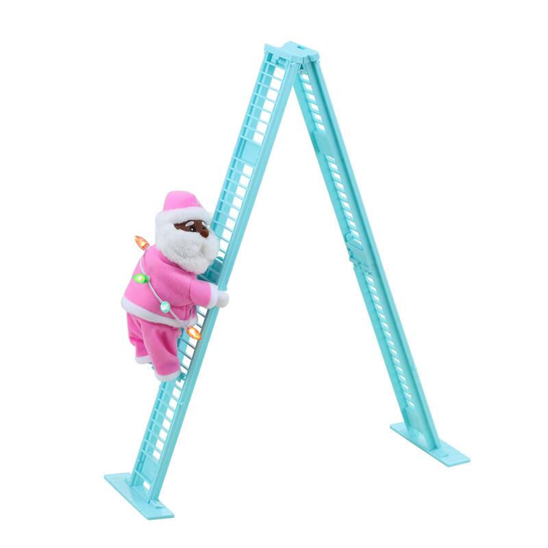 17" Animated Tabletop Pastel Climbing Black Santa