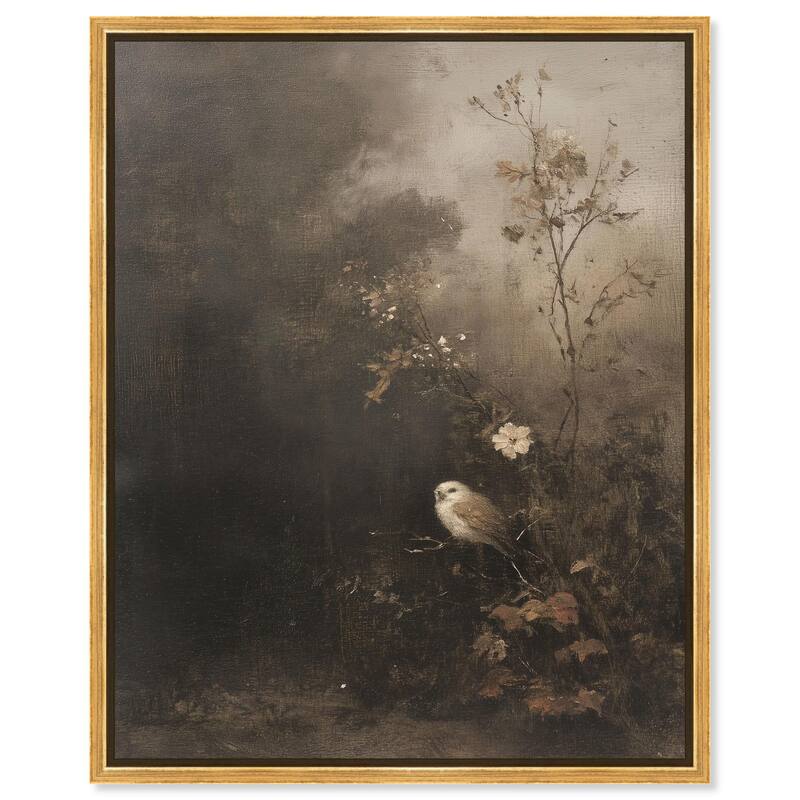Owl in the Shadows II Canvas by Art Remedy - Gold - 36" x 45"