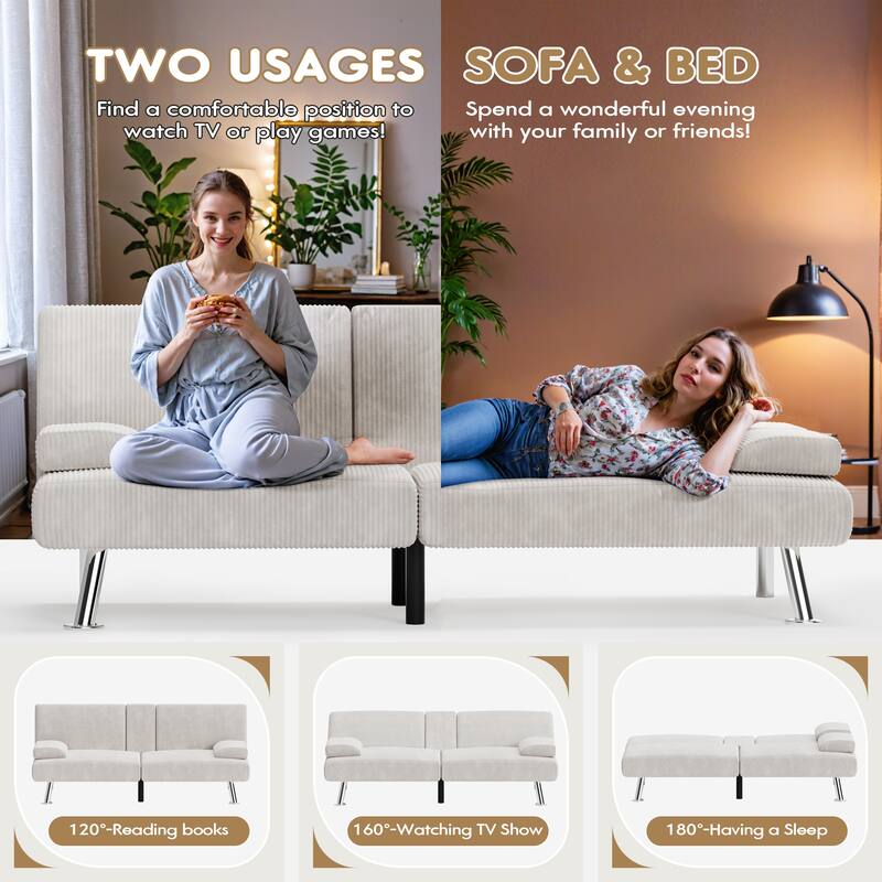 Furniwell Futons Folding Soft Cushion Sofa Bed with Adjustable Backrest Sofa