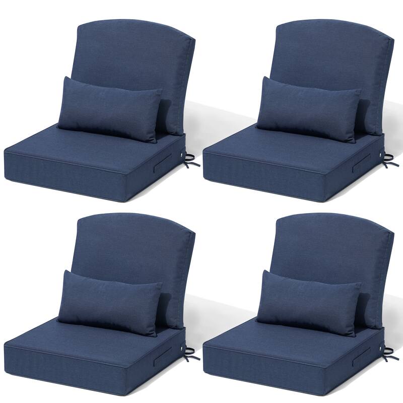 Outdoor Seat Cushion Set 24 x 24 Inch Patio Furniture Cushions Deep Seat & Back Cushion with Pillow for Chair Sofa