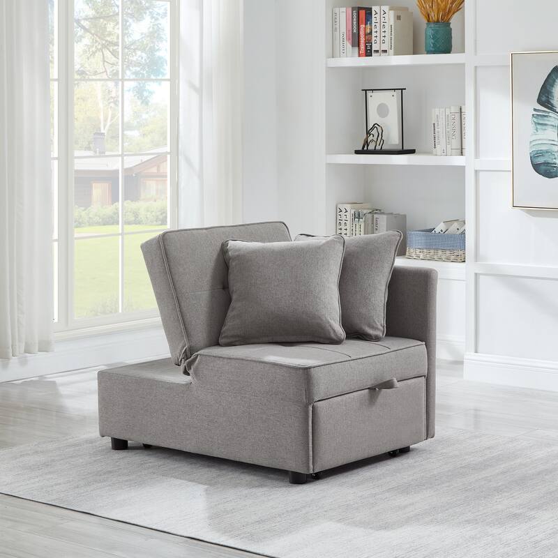 4-in-1 Sofa Bed - Convertible Recliner with Wood Frame