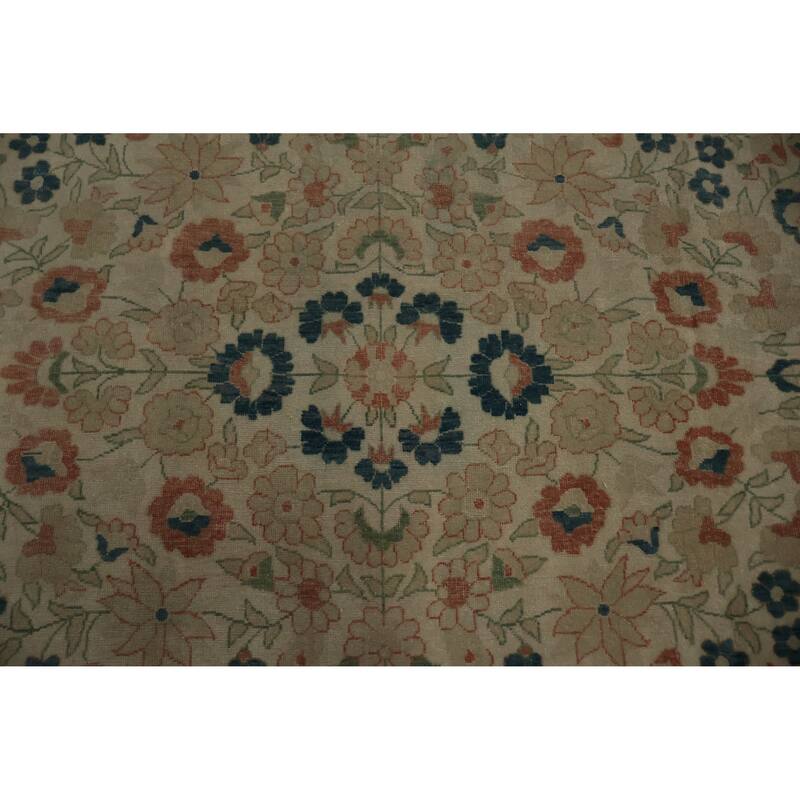 Hand Knotted Oriental 100% Wool Carpet Traditional Floral Beige & Ivories Ziegler Area Rug - 13' 6'' X 10' 0''