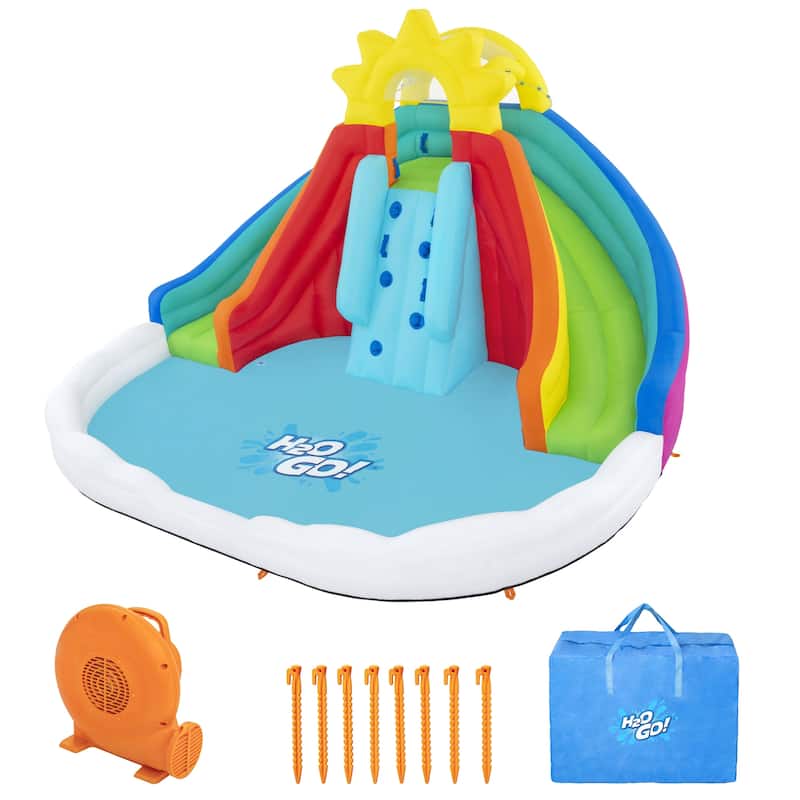 H20GO Let It Rain Inflatable Mega Water Park W/ Extra Large Splash Pool