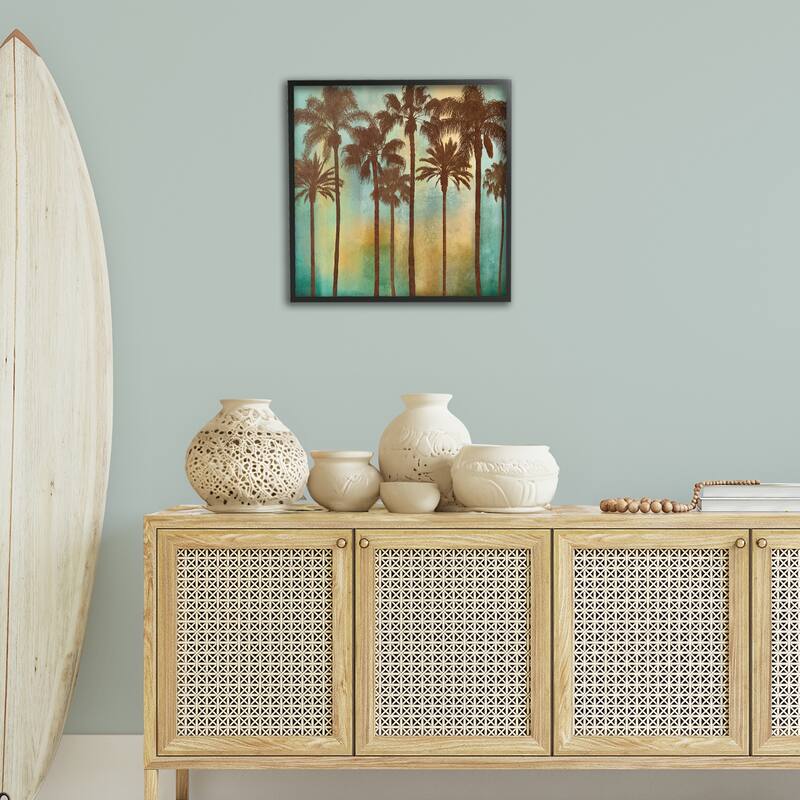 Stupell Looming Palms on Gradient Framed Giclee Art Design By John Seba
