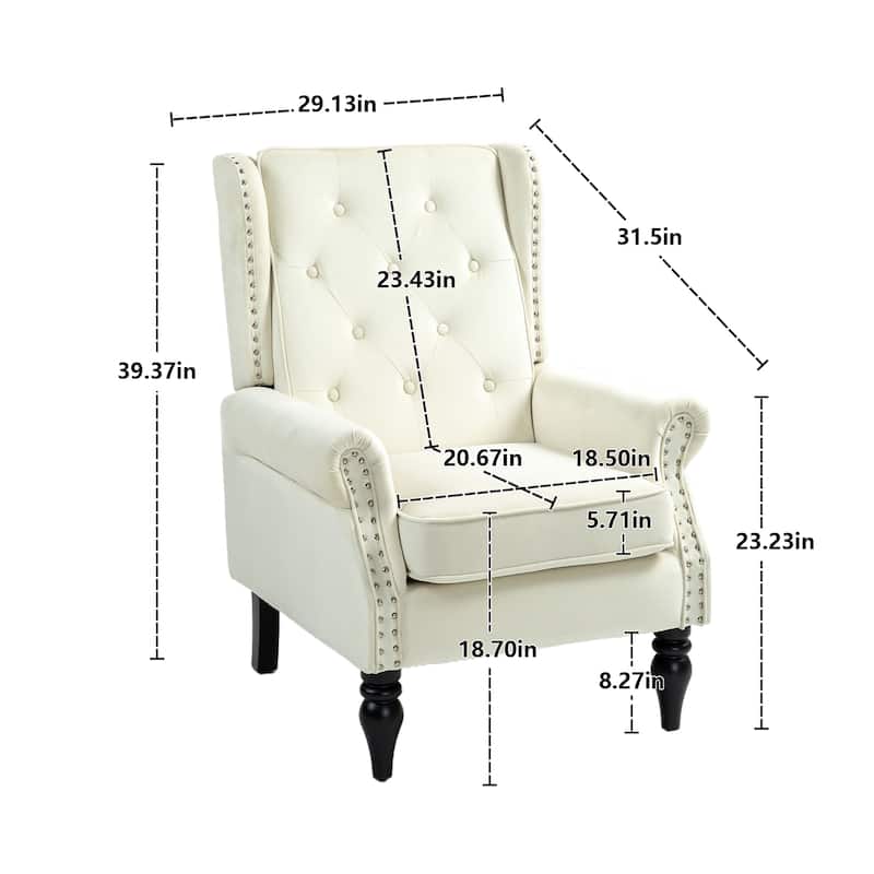 High Back Wood Frame Armchair, Modern Accent Chair Lounge Chair with Wood Legs, Upholstered PU Leather Lounge Chairs