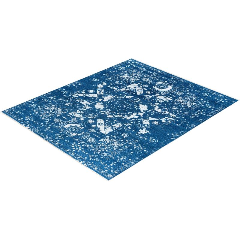 Ikat One-of-a-Kind Hand-Knotted Area Rug, Blue - 8' 2" x 9' 10"