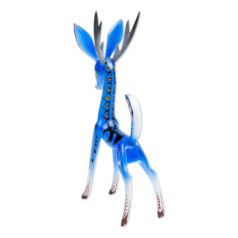 Novica Handmade Little Blue Deer Wood Alebrije Sculpture