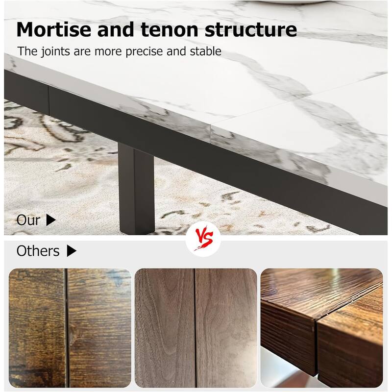 Industrial Dining Table for 8, Wooden Long Dinner Table, Kitchen Table