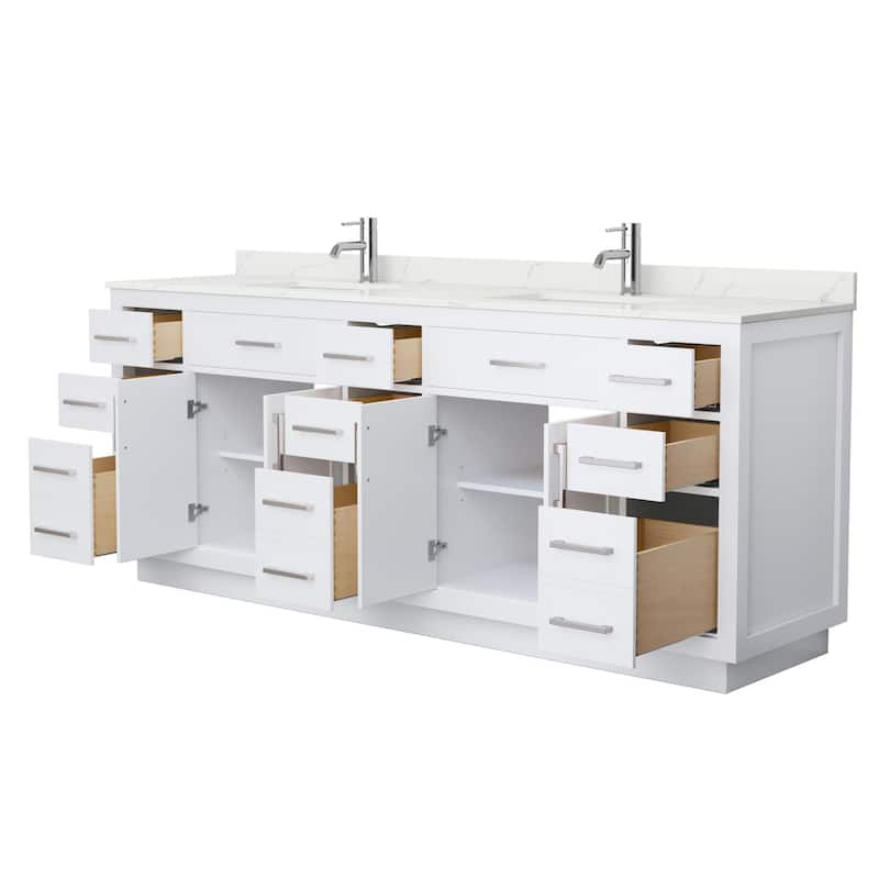 Beckett TK 84-inch Double Vanity, Single Hole Quartz Top