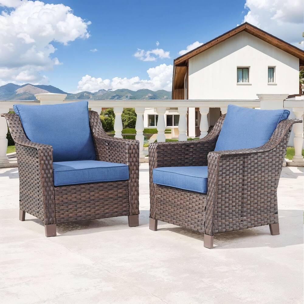 Gymojoy Outdoor Wicker Patio Chairs Set of 2 with Cushions