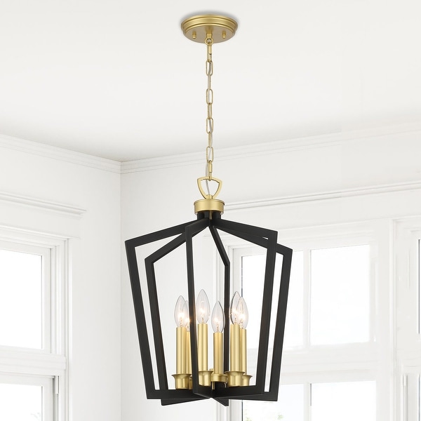 Modern Farmhouse Lantern 6-light Chandelier Dimmable Candle Foyer