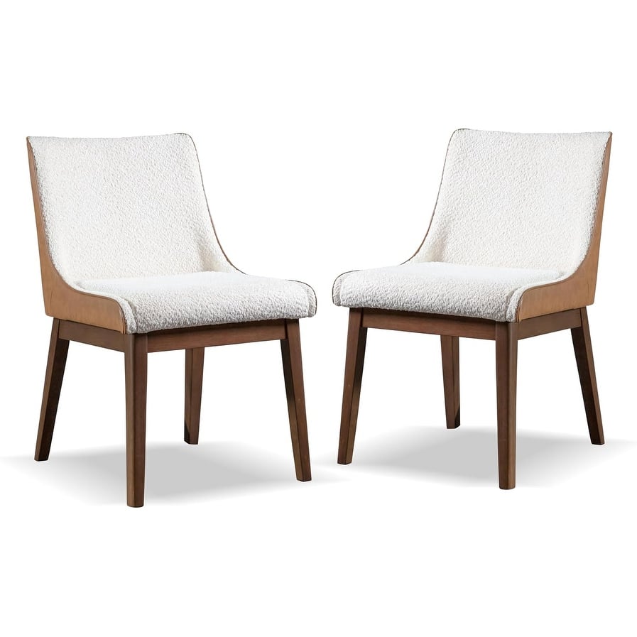Walnut Finish Upholstered Sleek Side Chairs Set