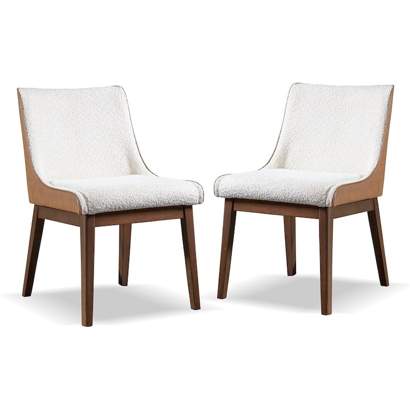 Walnut Finish Upholstered Sleek Side Chairs Set