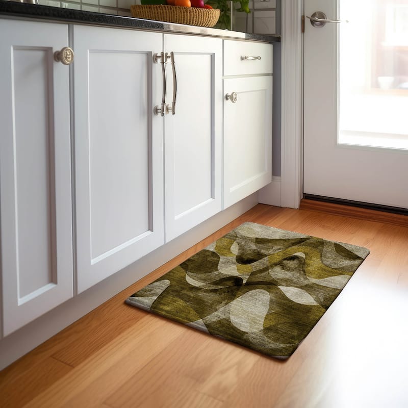 Premium Washable Super Soft Abstract Contemporary Mayfield Rug - Coffee - 1' 8" x 2' 6" - Rectangle