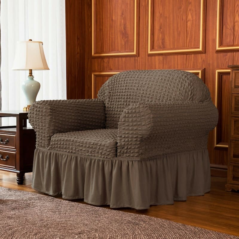 Subrtex 1 Piece Armchair Slipcover Seersucker Skirt Stretch Spandex Furniture Protector