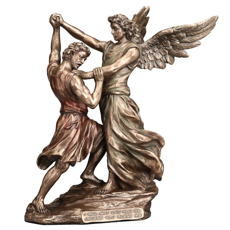 9.45 inches Height Cold Cast Bronze Jacob Wrestling with God Bronze Finish Figurine