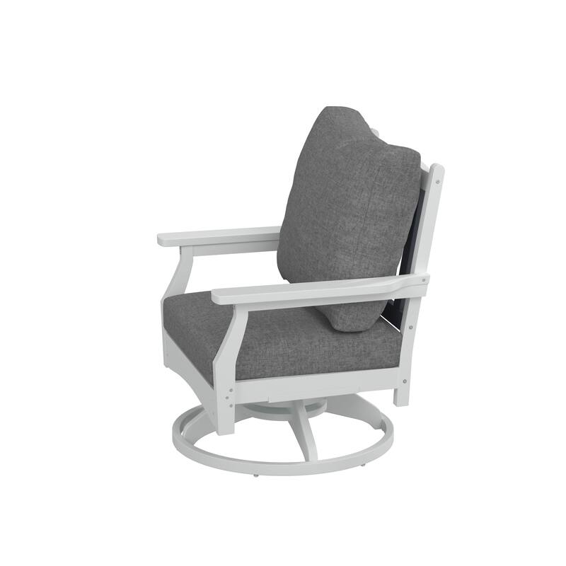 Aspen Rock/Swivel Deep Seating Chairs-White/Navy Cushion (Set of 2)