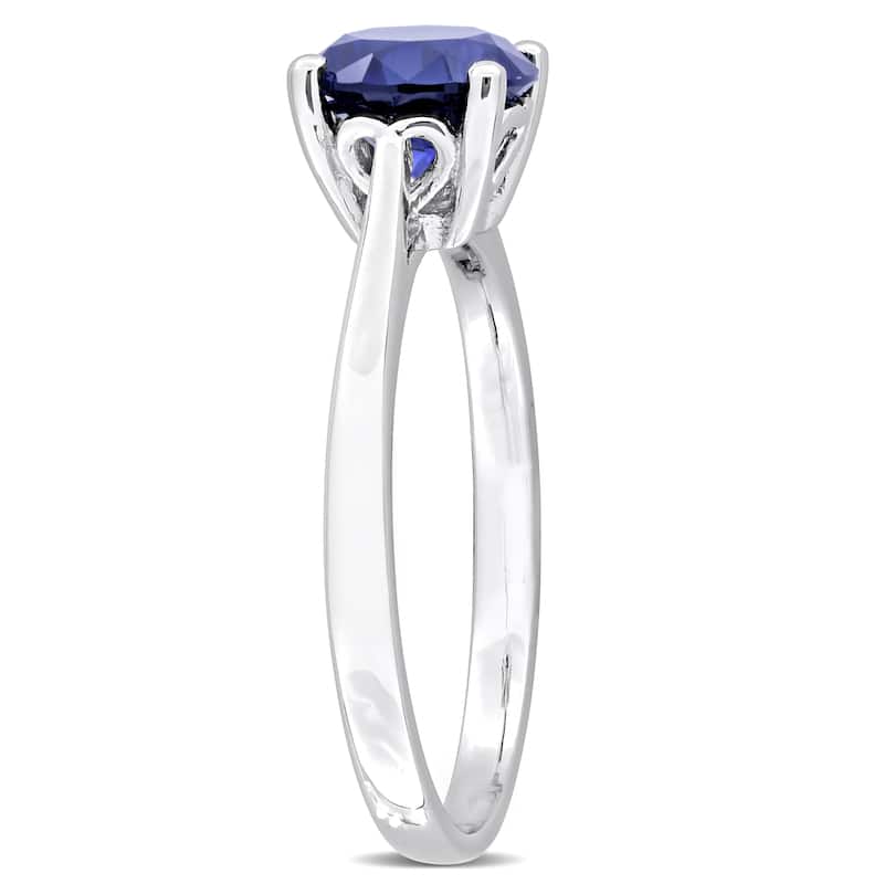 Miadora 1 5/8ct TGW Created Blue Sapphire Solitaire Ring Sterling Silver