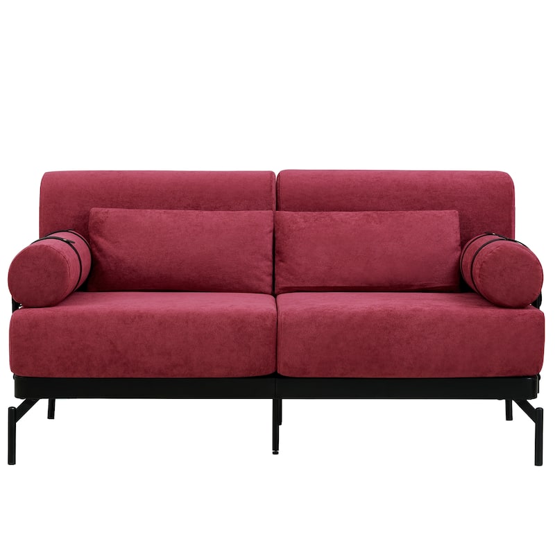 Modern Loveseat Sofa 59" Sofa Couch 2-Seater Sofa With Flexible Usb Ports , Unique Cylindrical Armrests