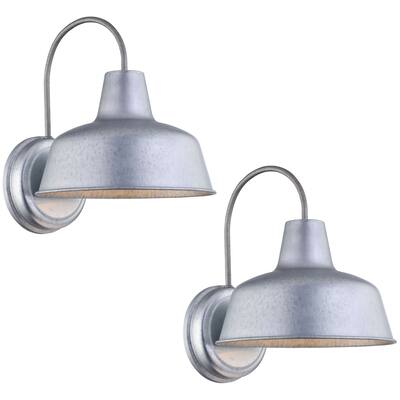 2 Pack 1-Light Outdoor Barn Light With Galvanized Finish Set - 10.54"x12.69"x13"