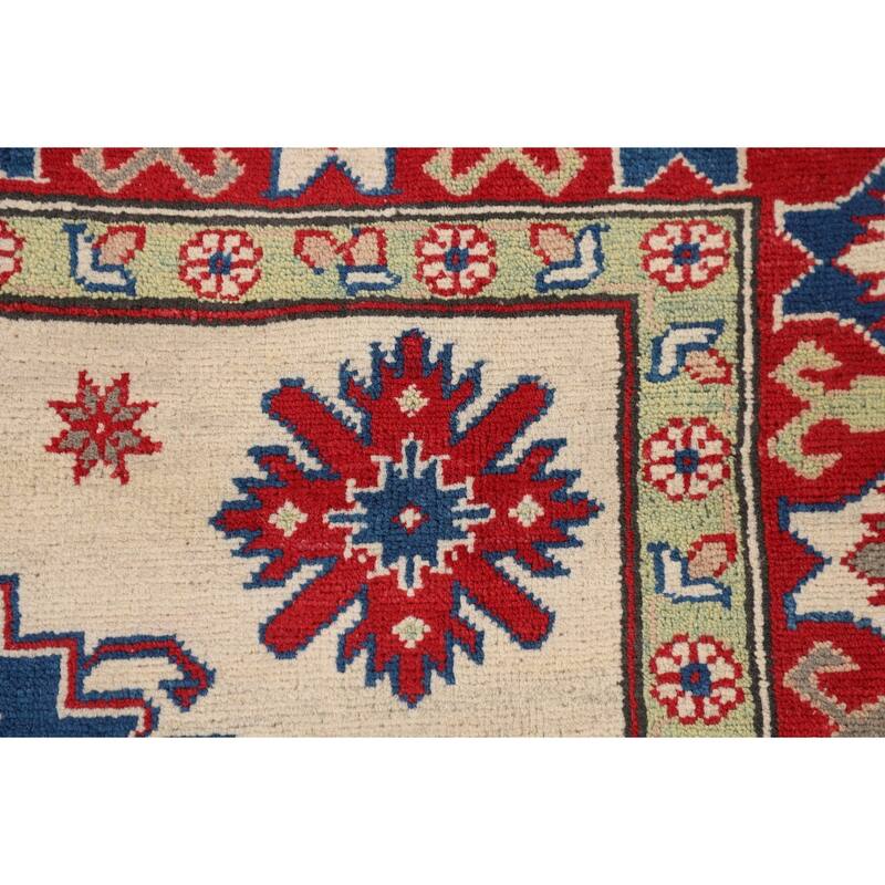 Kazak Area Rug Hand-Knotted Dining Room Wool Carpet - 5'0" x 6'8"