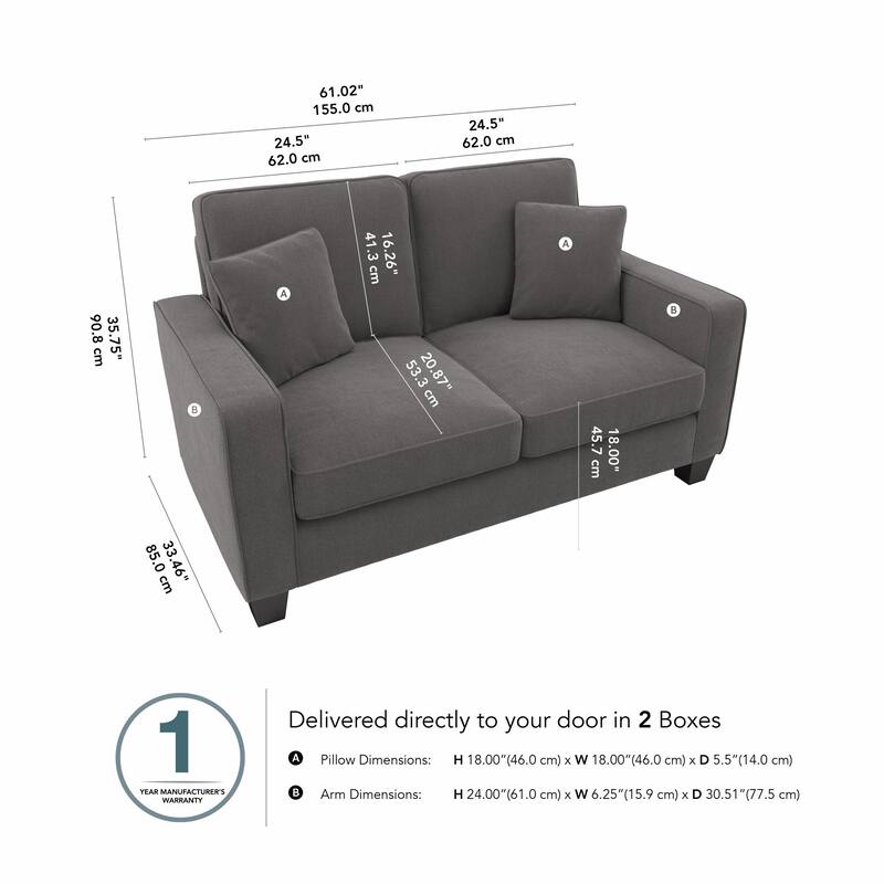 Bush Furniture Stockton 61W Small Loveseat Sofa for Living Room