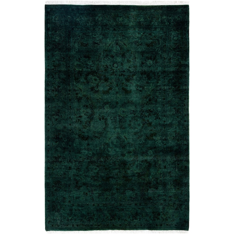 Overdyed One-of-a-Kind Hand-Knotted Area Rug - Green - 4' 7" x 7' 1"