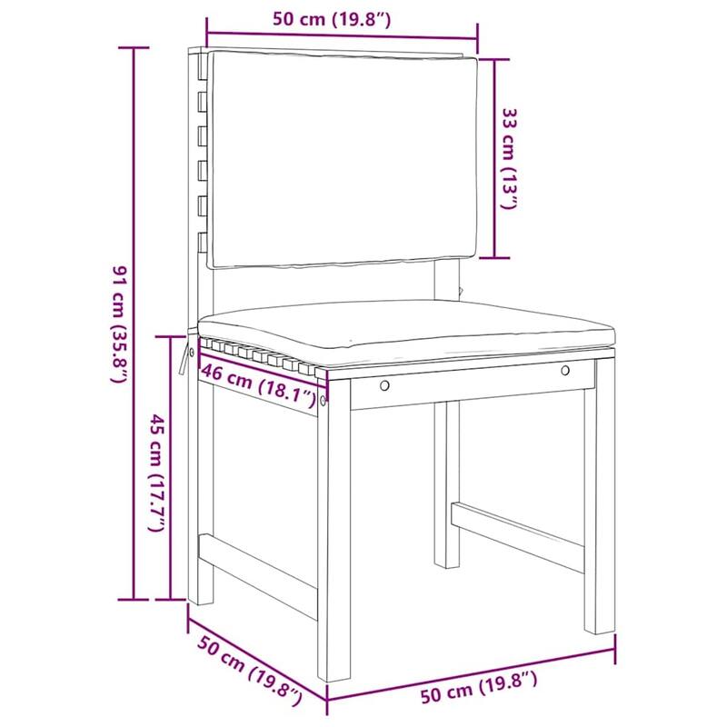 vidaXL Garden Bench Set Brown solid acacia wood - 20 x 35 x 30