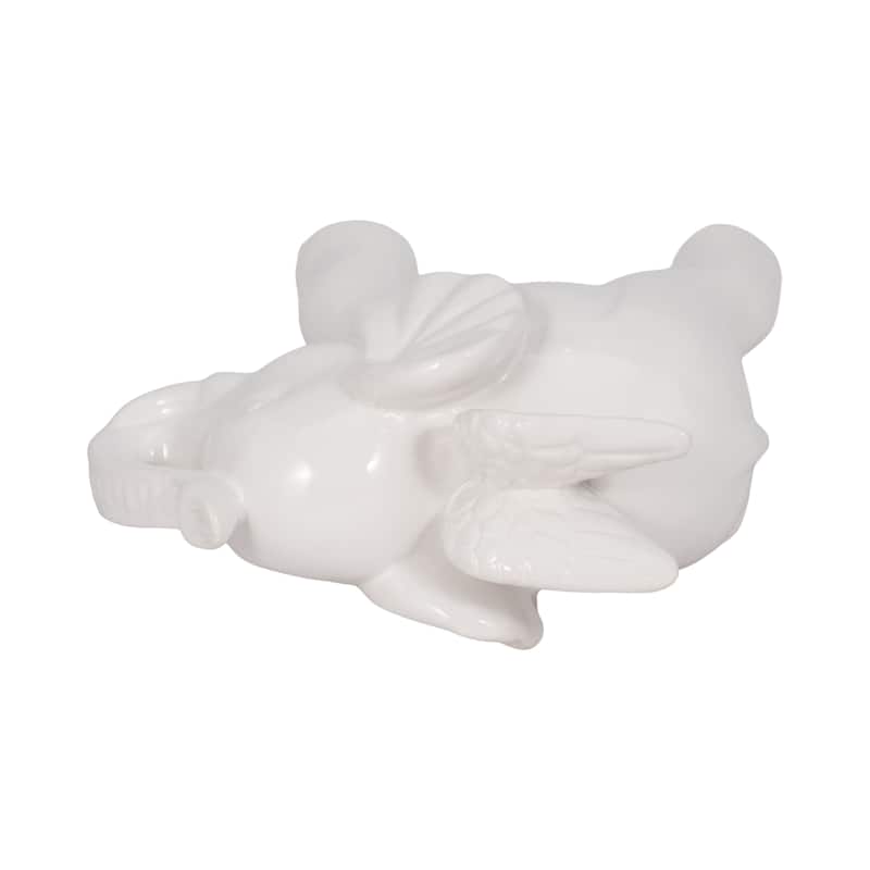 Sagebrook Home White Modern Neutral 7" Ceramic Angel Elephant Figurine - 8" x 4" x 6"