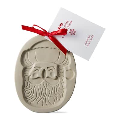 Christmas Santa Heirloom Stoneware Cookie Mold Stamp Decoration, Dishwasher Safe