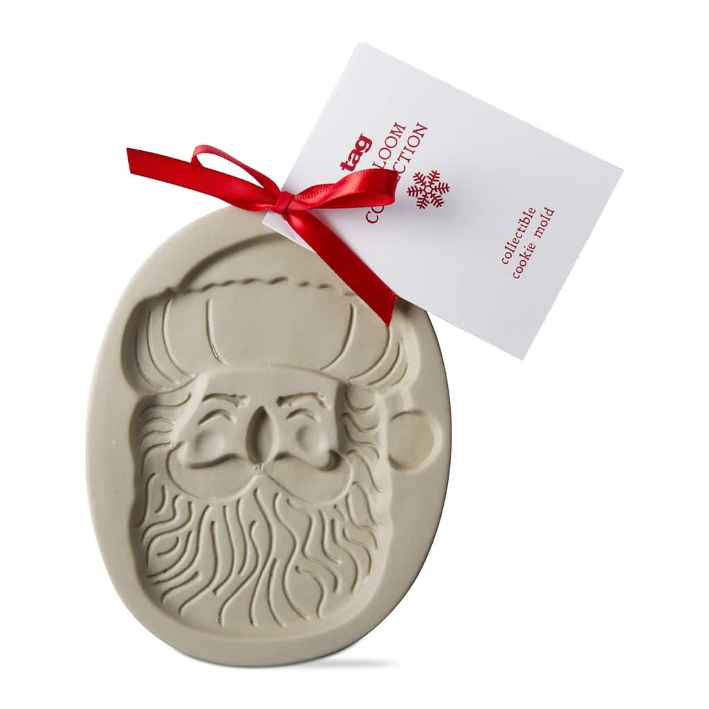 Christmas Santa Heirloom Stoneware Cookie Mold Stamp Decoration, Dishwasher Safe