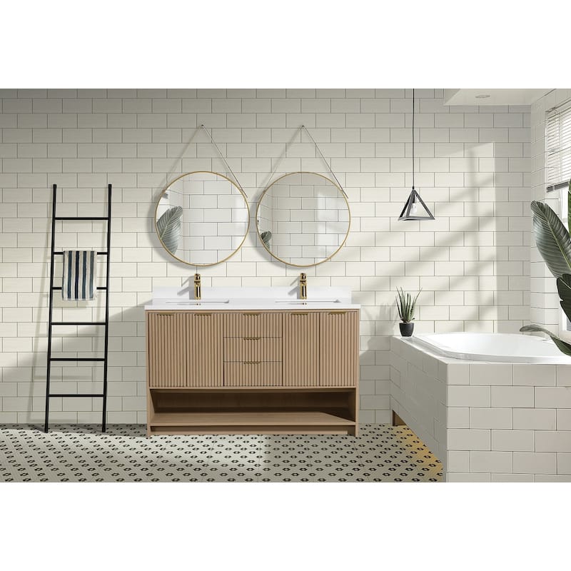 Ari Bath San Diego 55" Freestanding Bathroom Vanity Oak