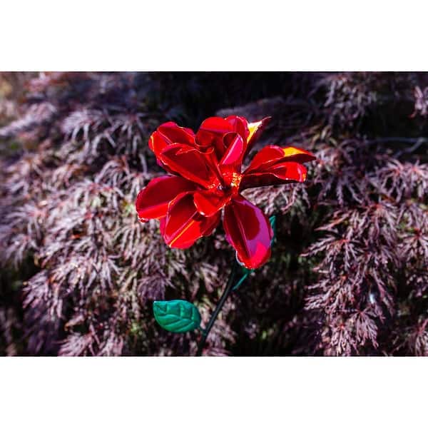 Exhart Rose Flower Wind Spinner Garden Stake Hand Painted Exhart Rose Flower Wind Spinner