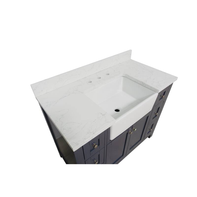 KitchenBathCollection Yorkshire 42" Farmhouse Bathroom Vanity with Engineered Marble Top