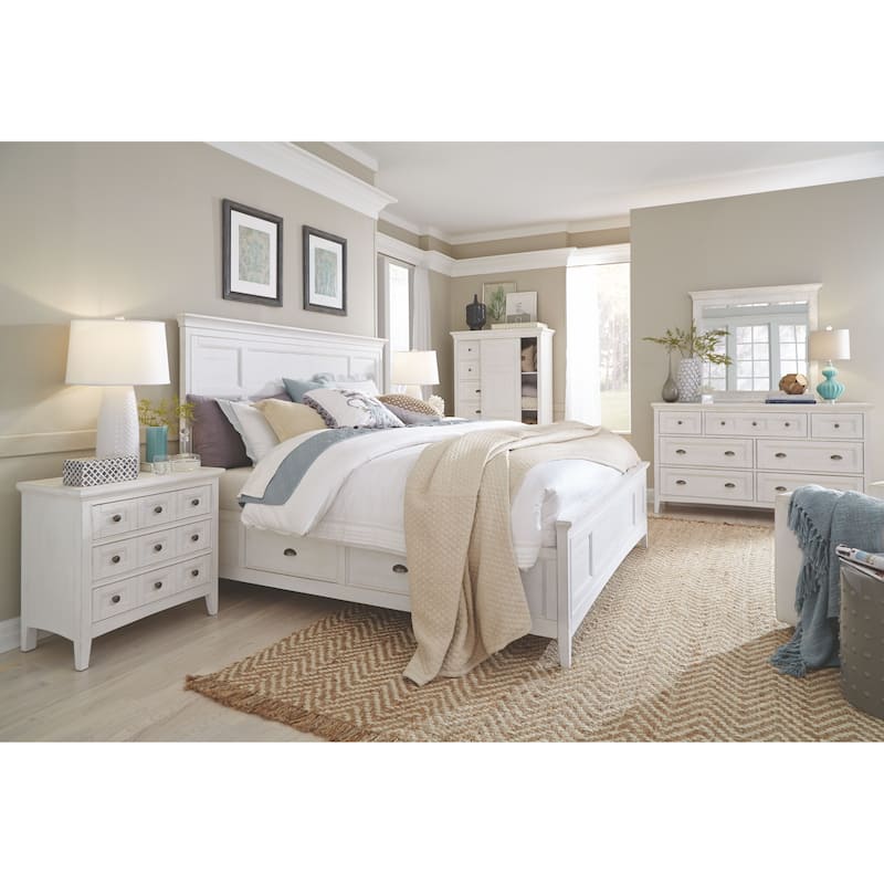 Magnussen Home Heron Cove Chalk White And Dovetail Grey 2 Tone Drawer Dresser With Landscape Mirror