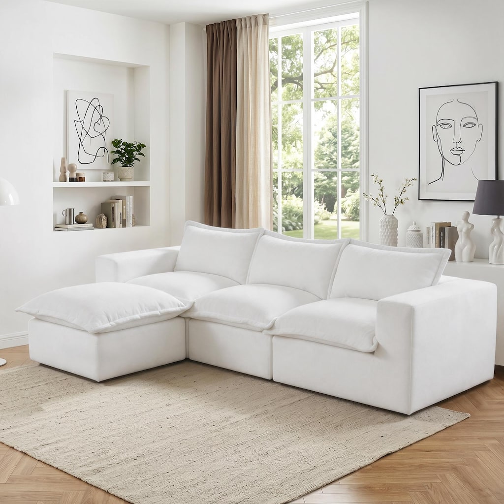 Comfy Cloud Chenille Upholstered Sectional Sofa with Pillow-Top Cushion