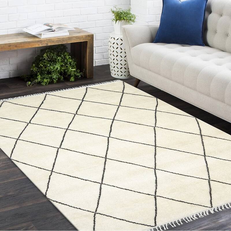 Overton Handmade Boho Moroccan Area Rug - 8' x 10' - Ivory