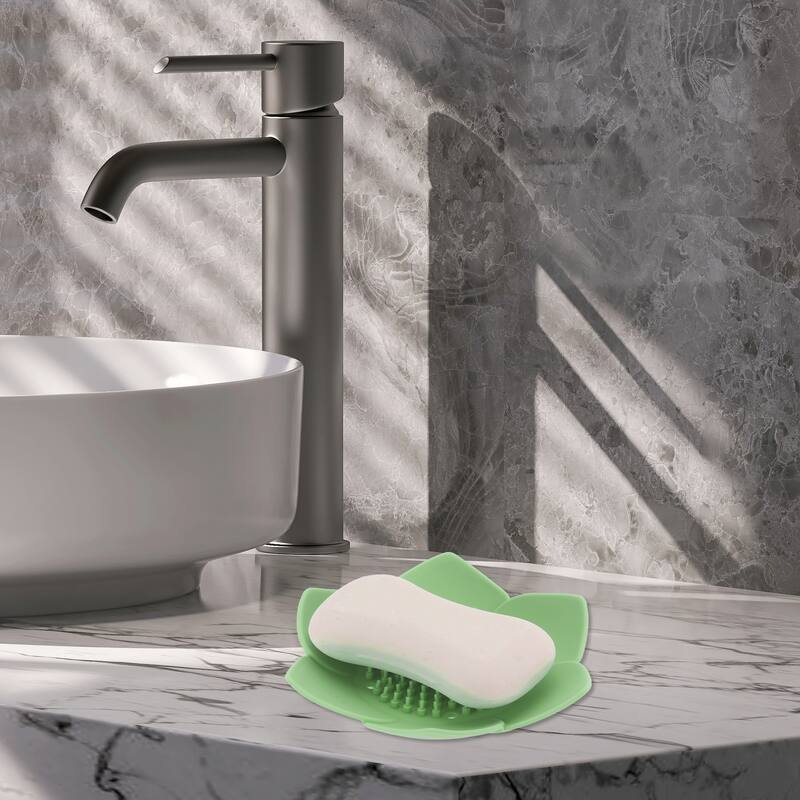 Waterproof Flower Soap Holder for Bathroom 5.31"x5.12"x1.38" 1 Pc - Green