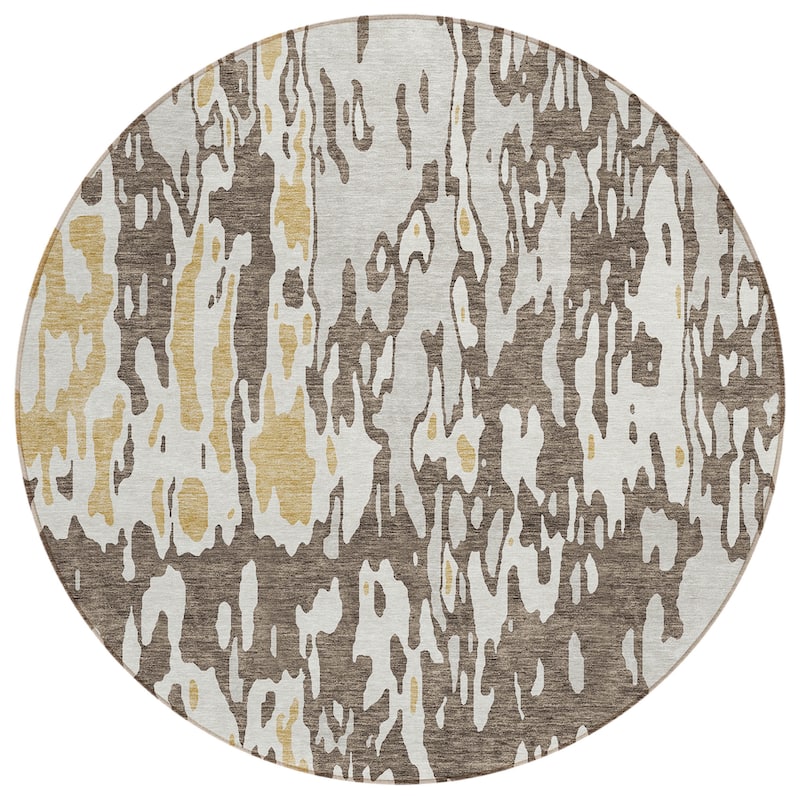 Machine Washable Indoor/ Outdoor Abstract Contemporary Chantille Rug