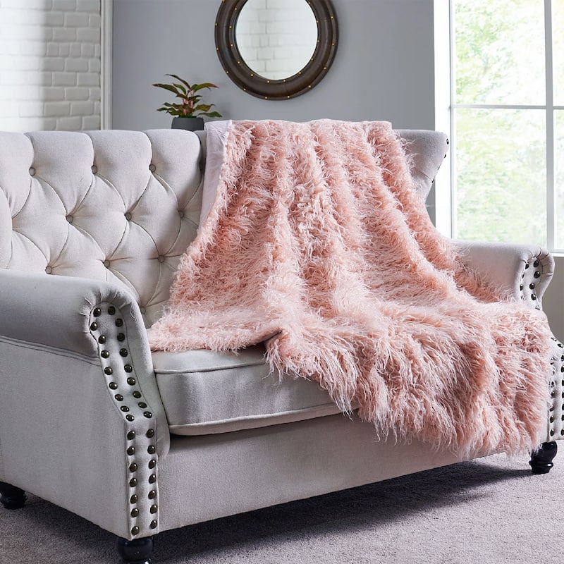 Karenne Shaggy Fauxfur Throw Blanket
