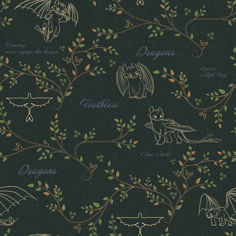How to Train Your Dragon Toothless Radical Nature Green Peel and Stick Wallpaper