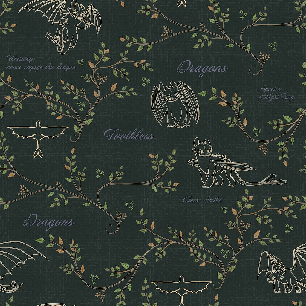 How to Train Your Dragon Toothless Radical Nature Green Peel and Stick Wallpaper