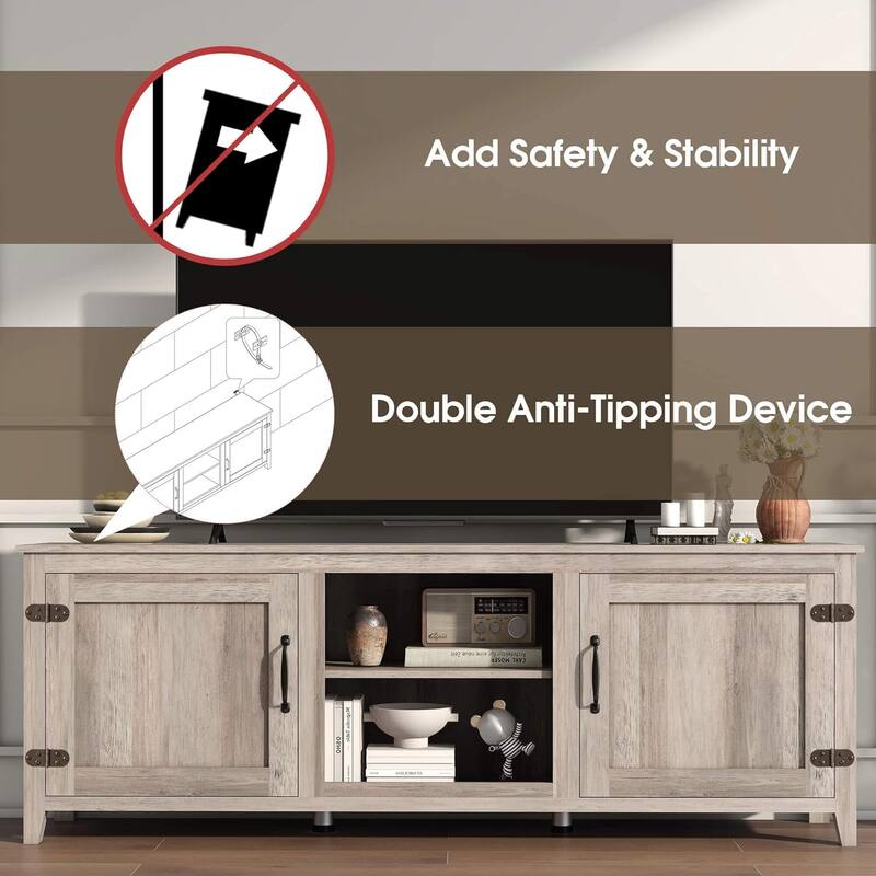 Wood Storage Cabinet Media Console for TVs up to 80"