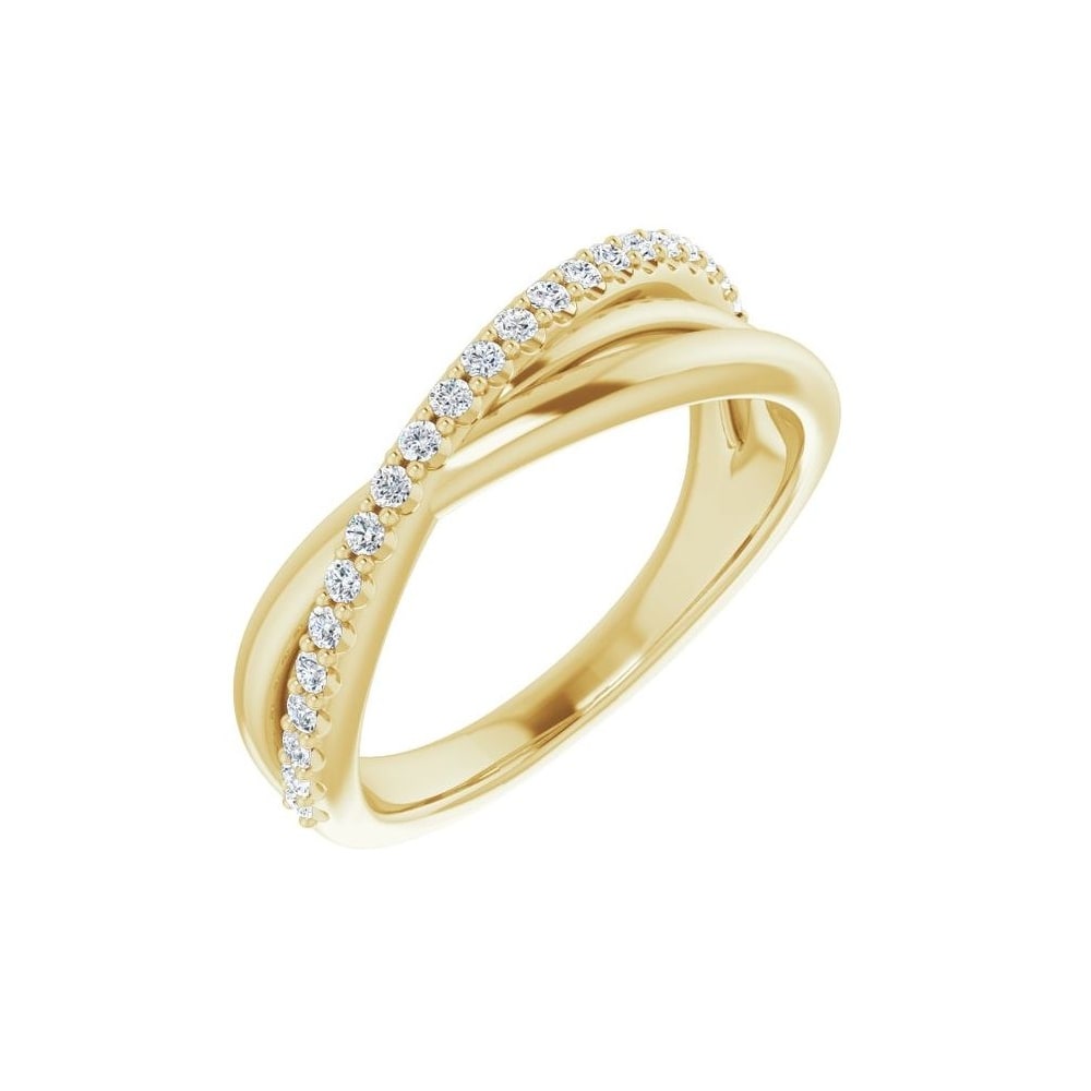 14K Yellow Gold 1/5 CTW Diamond Criss-Cross Ring for Women