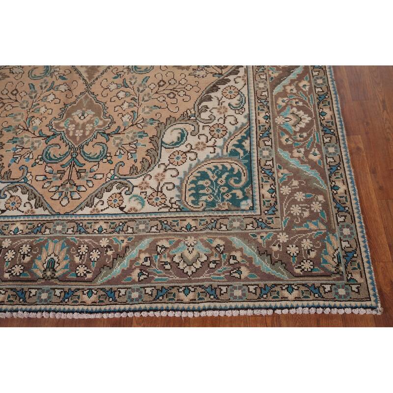 Tabriz Vintage Persian Area Rug Hand-Knotted Oriental Wool Carpet - 6'6" x 9'11"