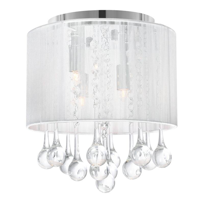 Water Drop 4 Light Drum Shade Flush Mount With Chrome Finish - Chrome