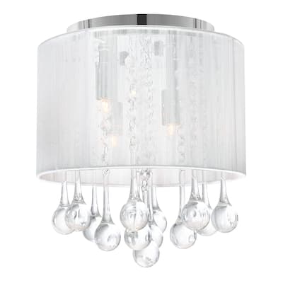 Water Drop 4 Light Drum Shade Flush Mount With Chrome Finish