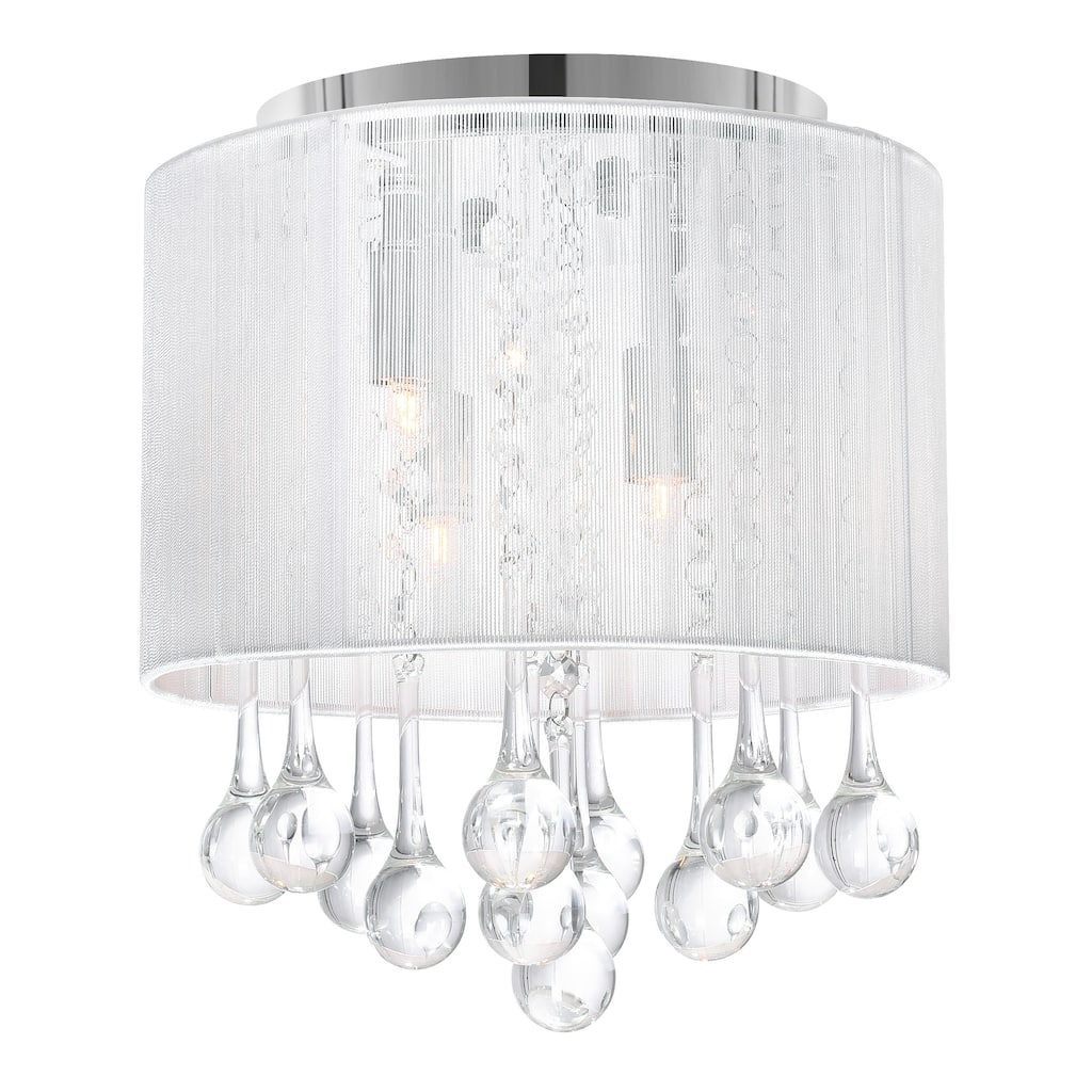 Water Drop 4 Light Chrome Flush Mount With Silver Shade