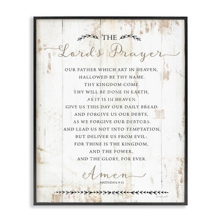 The Stupell Home Decor The Lords Prayer Our Father Rustic Distressed White Wood Look, 11 x 14, Design By Artist Jennifer Pugh